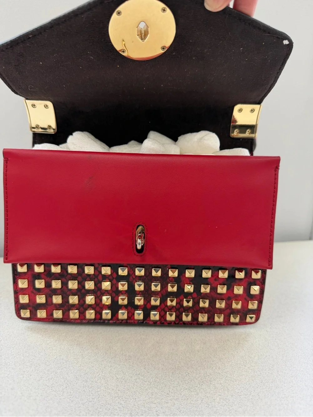 Michael Kors Greenwich Small Studded Snake-Embossed Leather Crossbody